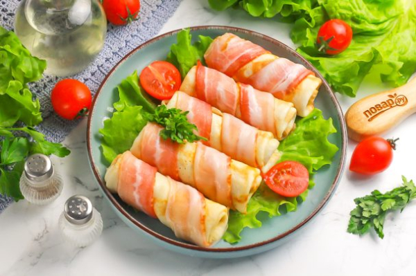 Блинчики с сыром и беконм?м